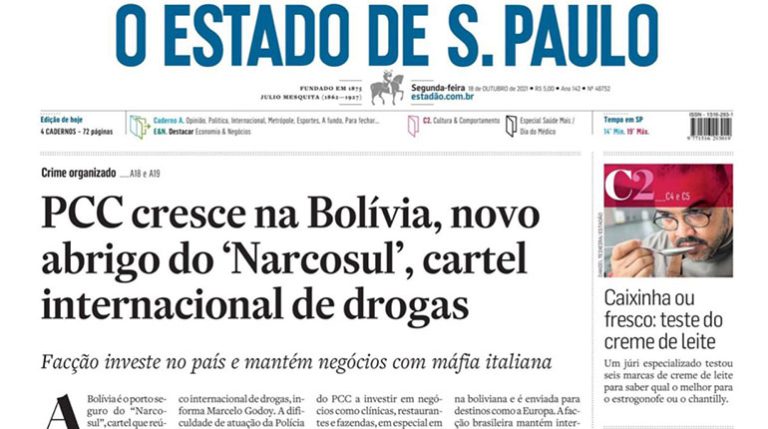 Reportaje de periódico brasileño asegura que Bolivia es el santuario del cartel de la droga Narcosur