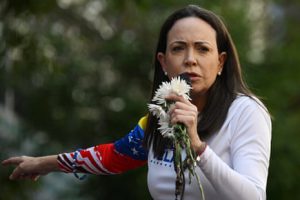 María Corina Machado confirmó su detención. Foto The Guardian. 